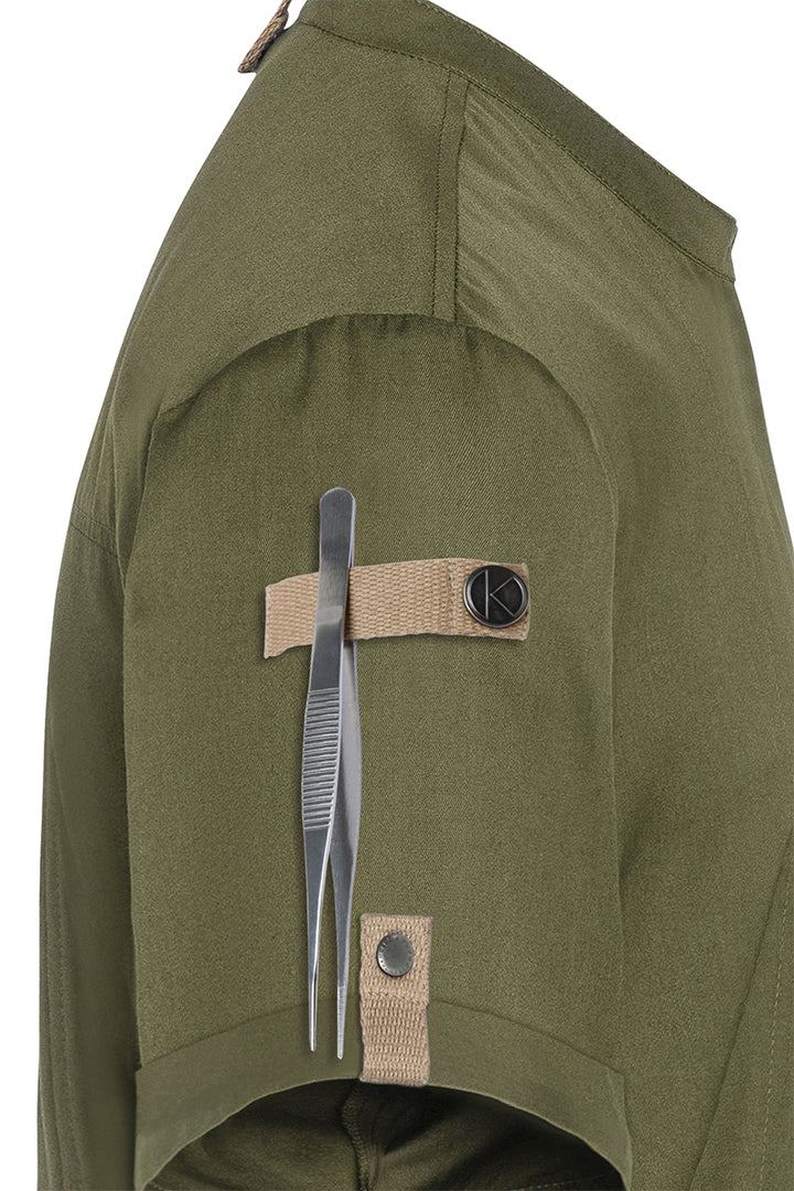 Karlowsky Kurzarm Herren-Kochjacke Green Generation in moosgrün, leicht tailliert JM 36-79-62