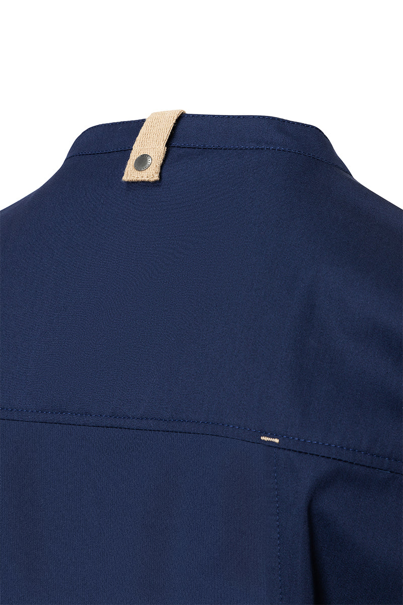 Karlowsky Kurzarm Herren-Kochjacke Green Generation in stahlblau, leicht tailliert JM 36-83-62
