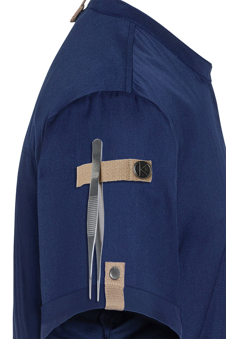 Karlowsky Kurzarm Herren-Kochjacke Green Generation in stahlblau, leicht tailliert JM 36-83-62