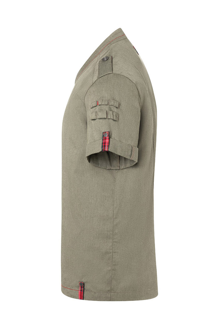 ROCK CHEF® Kurzarm Herren-Kochjacke Stage2 Denim-Style in vintage moss green, Regular Fit RCJM 19-103-52
