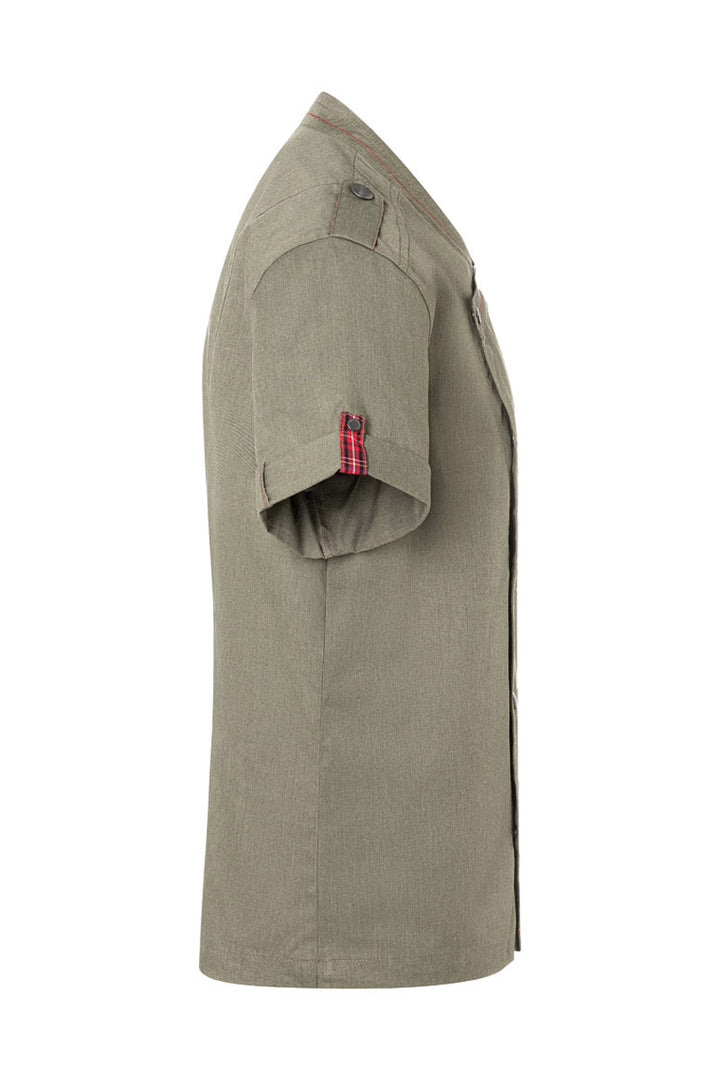 ROCK CHEF® Kurzarm Herren-Kochjacke Stage2 Denim-Style in vintage moss green, Regular Fit RCJM 19-103-52