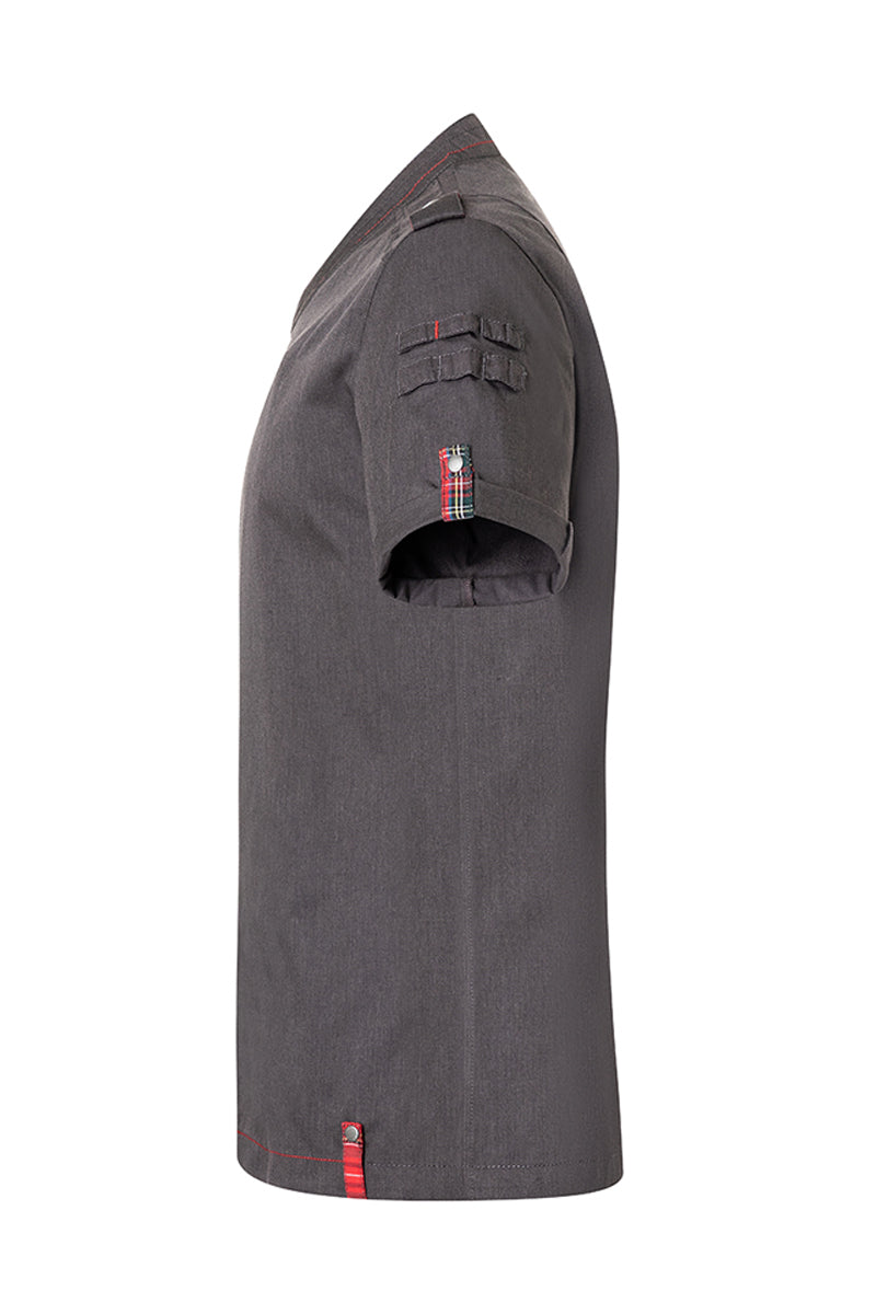 ROCK CHEF®Kurzarm Herren-Kochjacke Stage2 Denim-Style in vintage black, Regular Fit RCJM 19-16-52